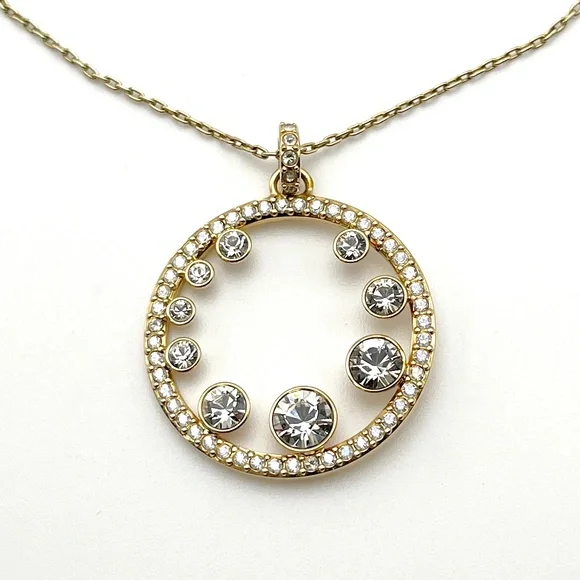 Swarovski White Multi-cut Crystal Pendant with matching Gold-toned Chain - Picture 1 of 4